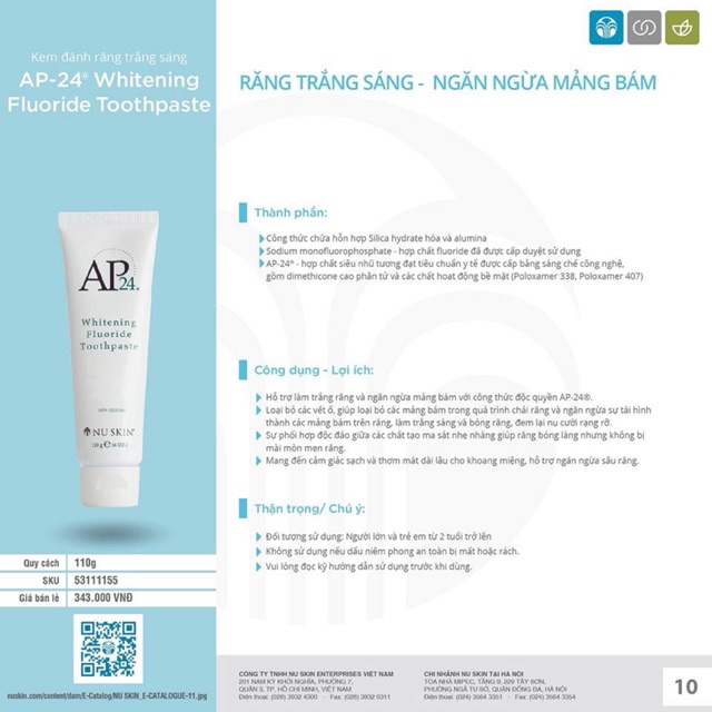 Kem đánh răng trắng sáng AP24 whitening fluoride Toothpaste