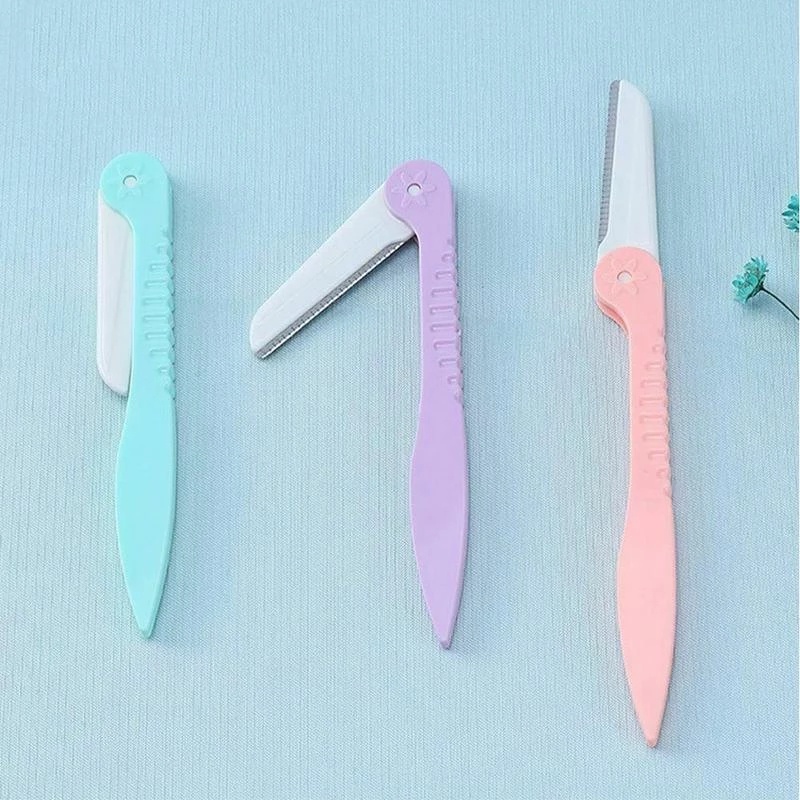 [Hàng mới về] Set 3 dao tỉa lông mày thiết kế gấp gọn làm đẹp tiện dụng cho nữ