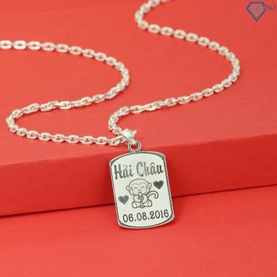 Dây chuyền bạc trẻ em hình con khỉ khắc tên đẹp DCT0082 Trang Sức TNJ