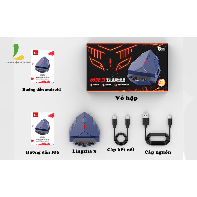 Bộ chuyển đổi Game LingZha 3 - Auto ghìm tâm thông minh AI nâng cấp - Bảo hành 12 tháng.