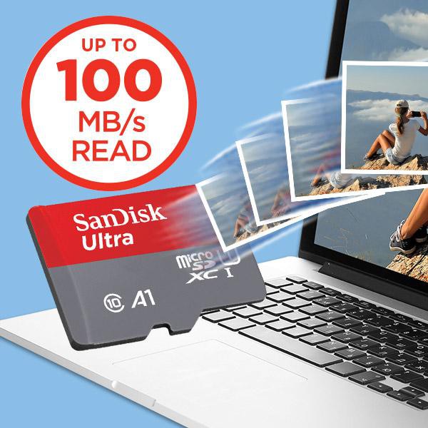 Thẻ nhớ MicroSDHC SanDisk Ultra A1 16GB Class 10 U1 98MB/s - No Adapter, Box Anh (Đỏ)