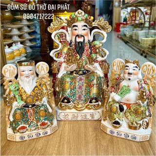 Tượng Thần Tiền, Thần Tài Thổ Địa Gấm đỏ cap cấp chất liệu gốm sứ
