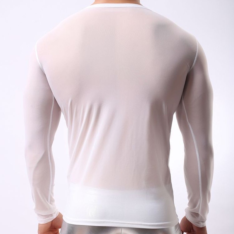 Áo Thun Lưới Tay Ngắn Xuyên Thấu Gợi Cảm Dành Cho Nam