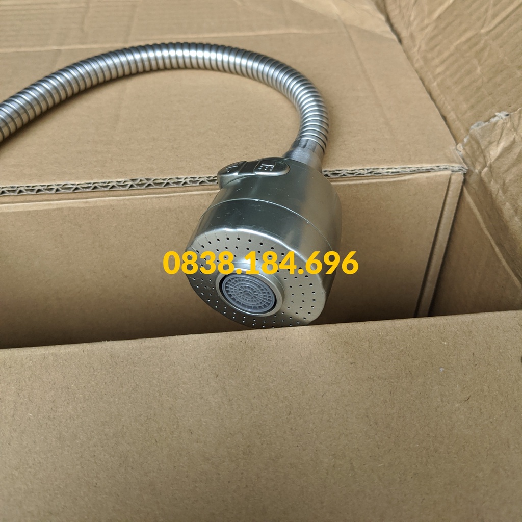 Vòi rửa chén Lạnh inox sus 304 - cần mềm xoay 360 2 chế độ nước