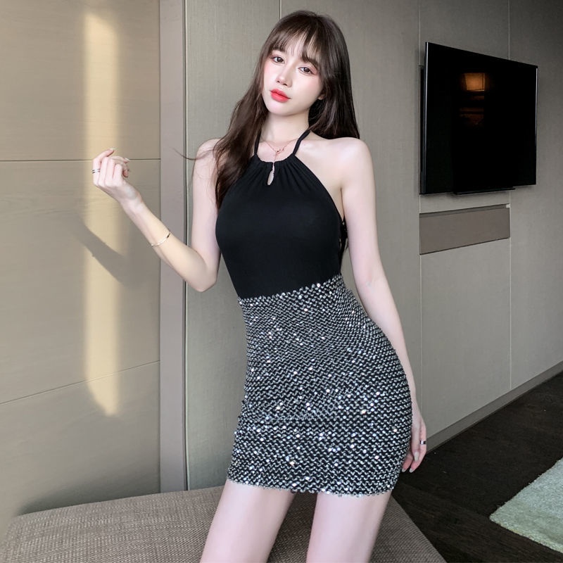 Chân Váy Ngắn Lưng Cao Co Giãn Đính Sequin Lấp Lánh Phong Cách Hàn Quốc Thời Trang Quyến Rũ Cho Nữ
