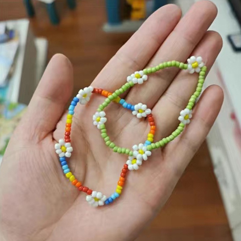 Vòng Tay Dây Bện Xỏ Hạt Thủ Công Mặt Hoa Cúc Đơn Giản Phiên Bản Hàn Quốc