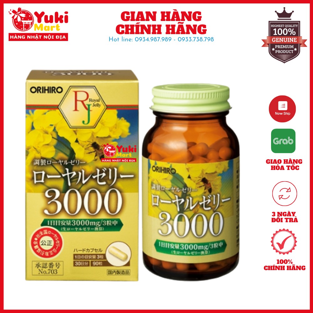 Sữa ong chúa Orihiro Royal Jelly 3000mg 90 viên