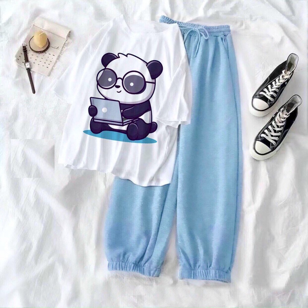 Set Chibi Ống Boom PEONYB Nữ [FREESHIP] 🌸 Bộ quần thun dài áo phông tay lỡ form rộng in hình cute Ulzzang HOT 🌸 | BigBuy360 - bigbuy360.vn