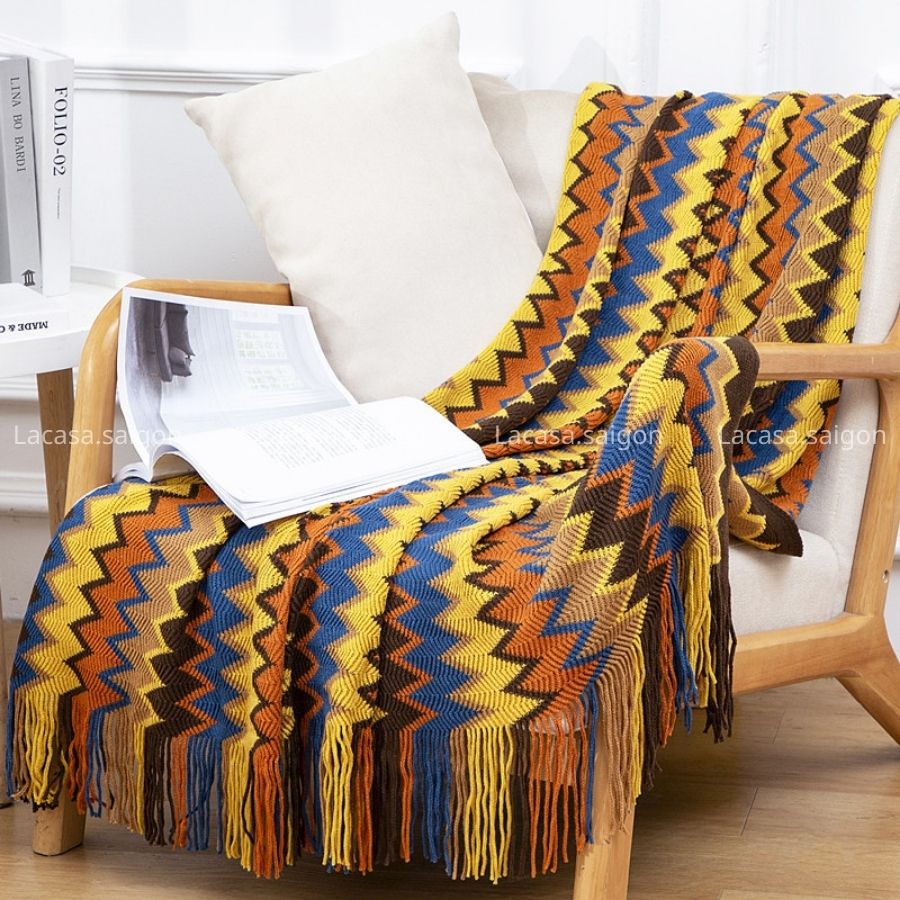Thảm len trải sofa phong cách Bắc Âu/ khăn/ chăn len phủ ghế vintage - Minimalist cotton-wool Sofa Cover Blanket