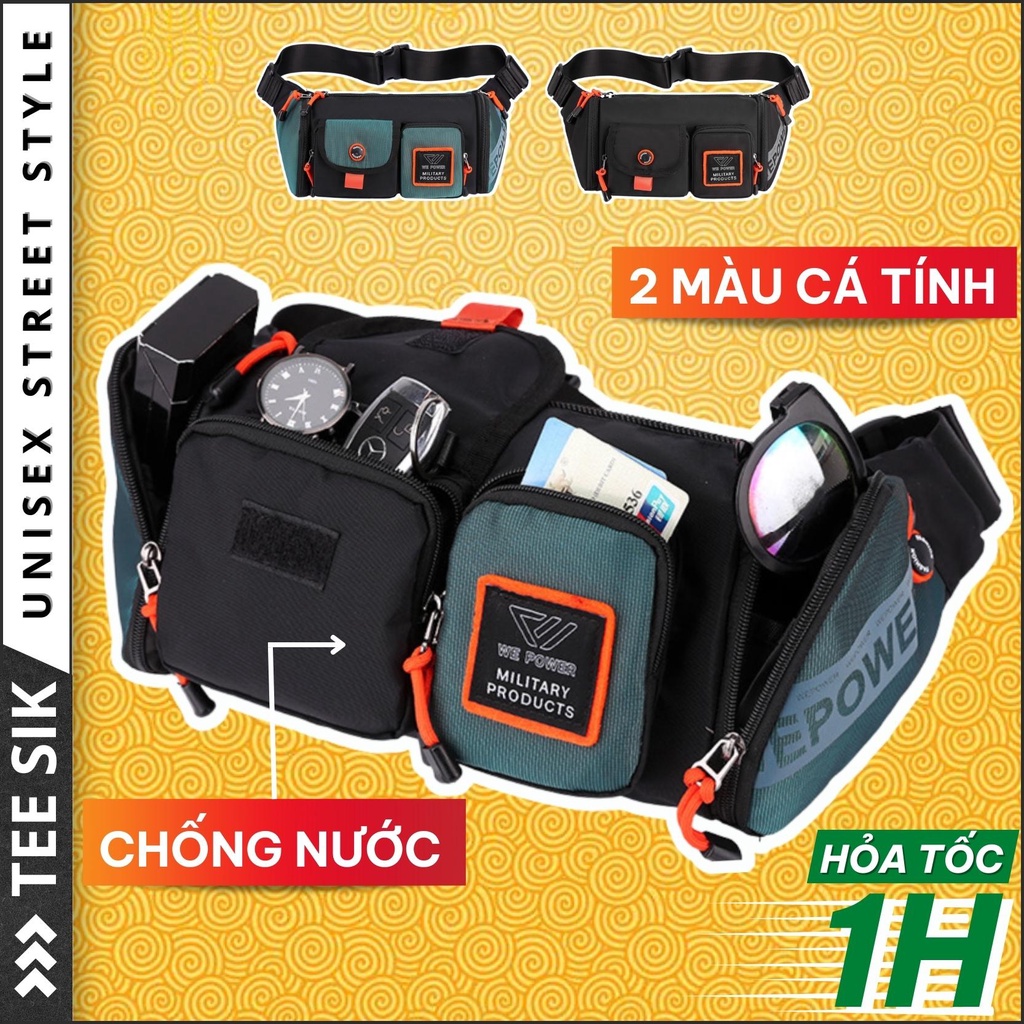 Túi đeo chéo nam TEE SIK túi đeo ngực đeo vai ngang hông chống nước unisex nhiều ngăn chứa | TS39