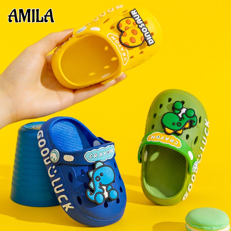 Dép bít mũi AMILA họa tiết khủng long hoạt hình dễ thương cho bé