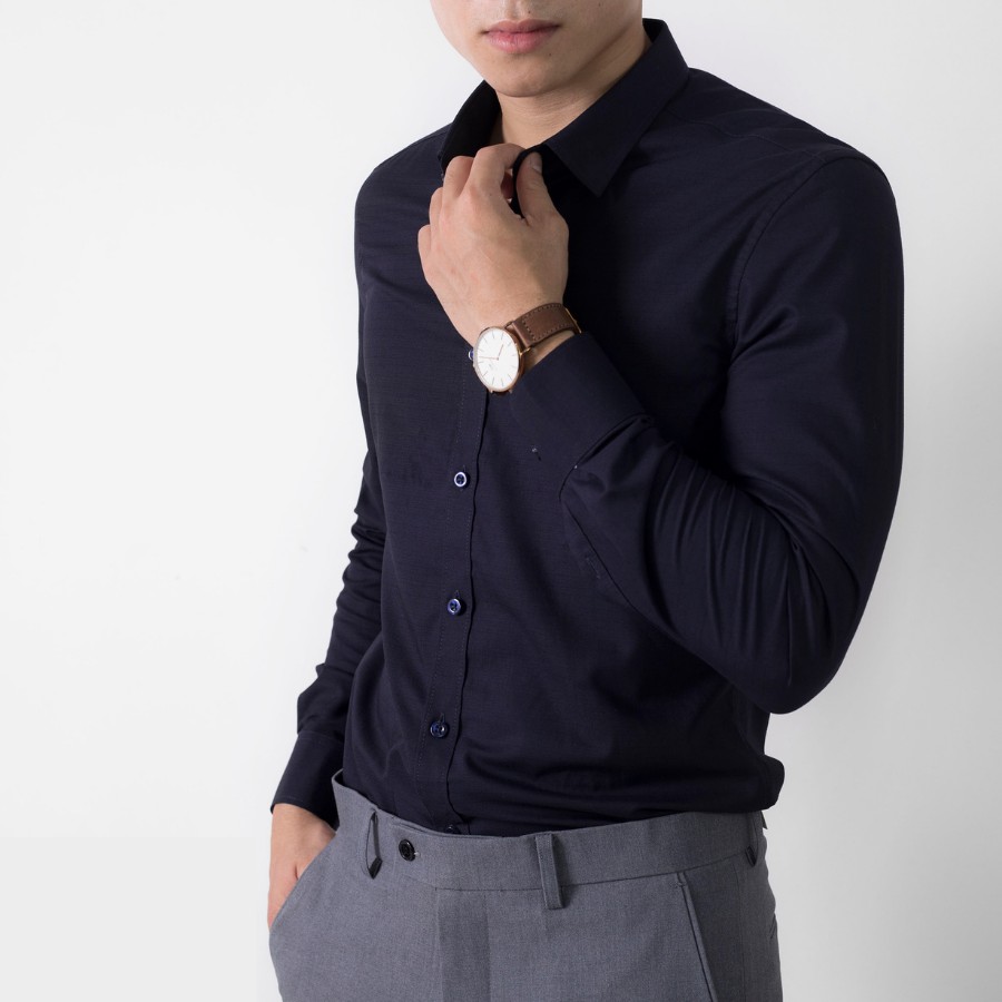 Áo Sơ Mi Nam Trơn dài tay TSIMPLE chất lụa mềm mịn thoáng mát chống nhăn thời trang chuẩn form SM36 | BigBuy360 - bigbuy360.vn