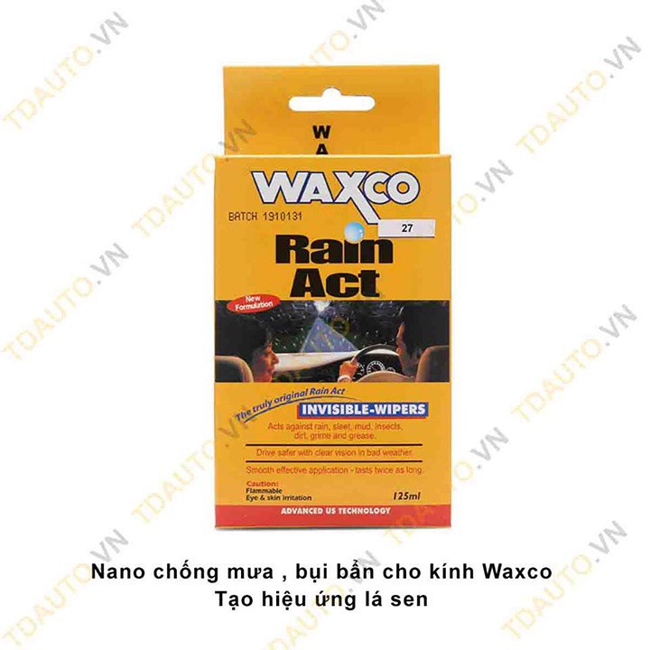 Dung dịch chống bám nước mưa Waxco hàng malaisia