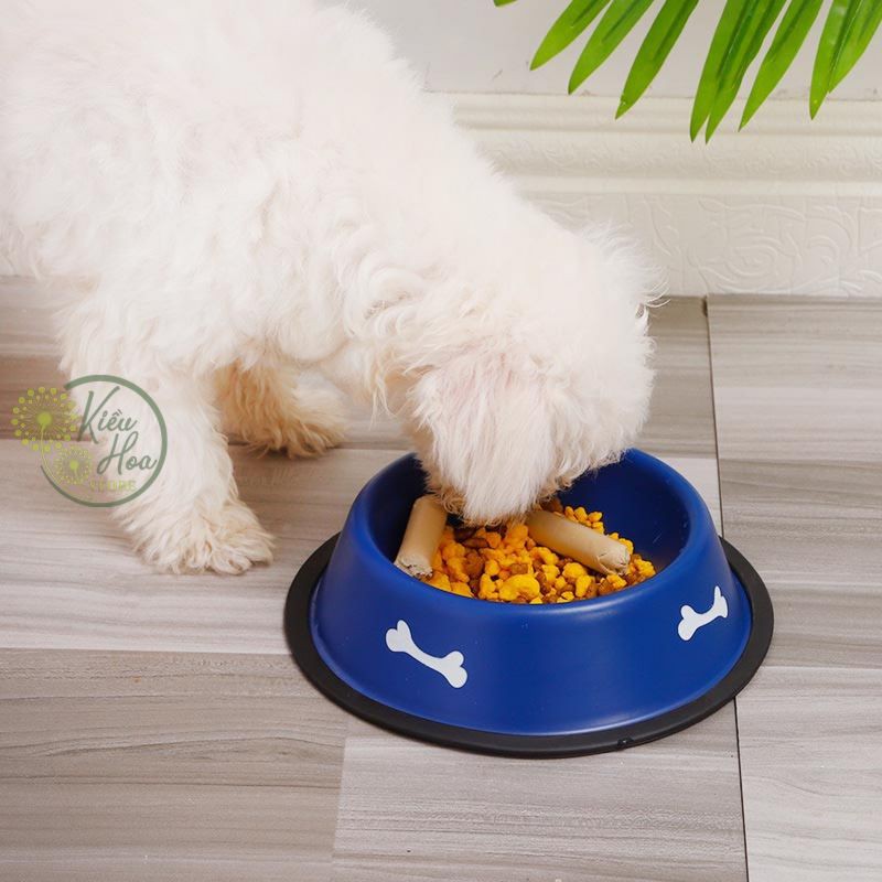 Bát đựng thức ăn INOX cho thú cưng hình xương chó nhiều kích thước lựa chọn (Giao màu ngẫu nhiên) (Kiều Hoa Store)
