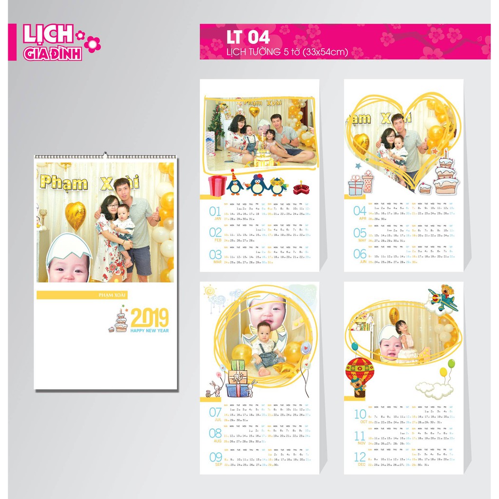Lịch treo tường 5 tờ