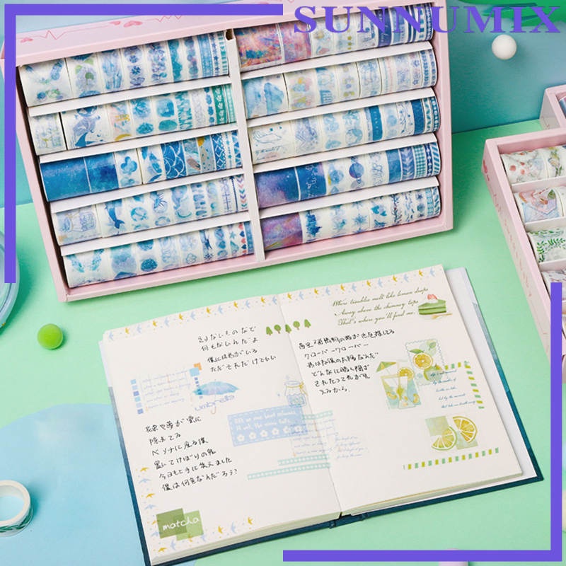Set 100 Cuộn Băng Dính Washi Dùng Trang Trí Sổ Tay DIY