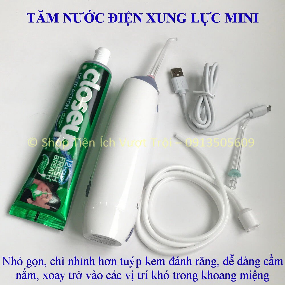 Máy tăm nước động cơ xung lực mạnh mẽ 3 chế độ, không lo hết nước, nhỏ gọn, bền bỉ, tăm nước điện tốt-Tiện Ích Vượt Trội