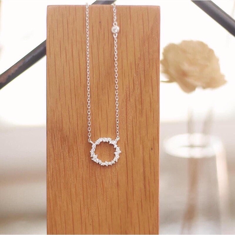 Dây chuyền nữ huyền thoại biển xanh bạc thật mặt tròn đính đá sang trọng - Kho sỉ bạc Nhất Linh