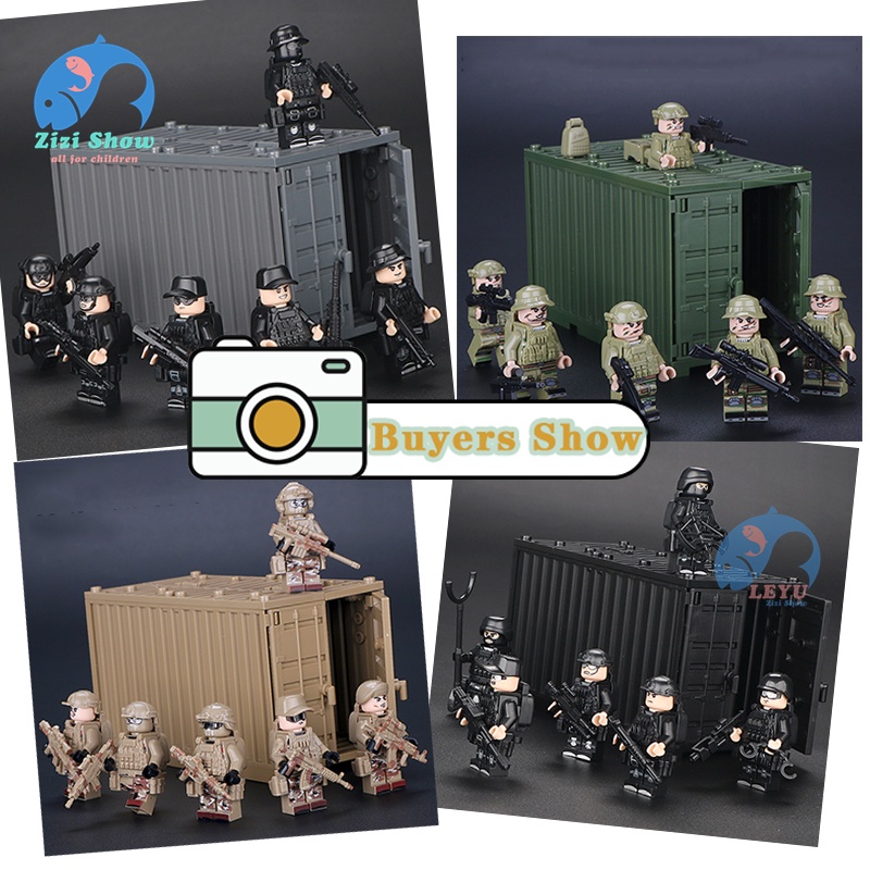 Leyu moc Khối Lắp Ráp Mô Hình Cảnh Sát container Mini
