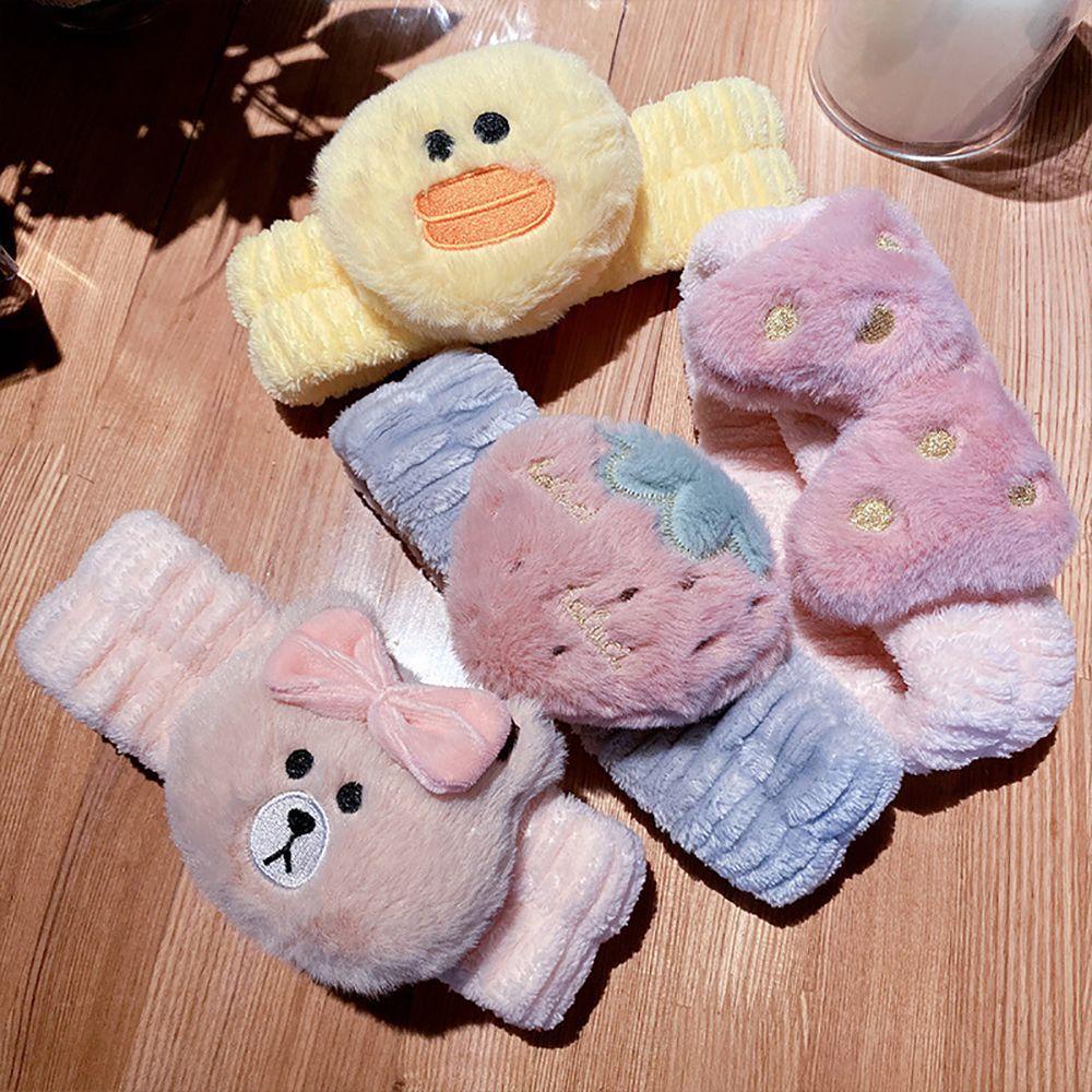 Băng Đô Cài Tóc Rửa Mặt Trang Điểm Họa Tiết Hoạt Hình Vịt Dâu Tây Cho Nữ