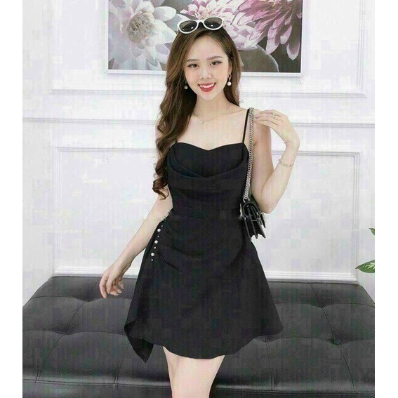 Đầm Xòe ⚡𝙎𝙄𝙀̂𝙐 𝙎𝘼𝙇𝙀⚡ Đầm Nữ Dáng Xòe 2 Dây Đính Cườm ( Có Mút Ngực ) Thời Trang - 70060