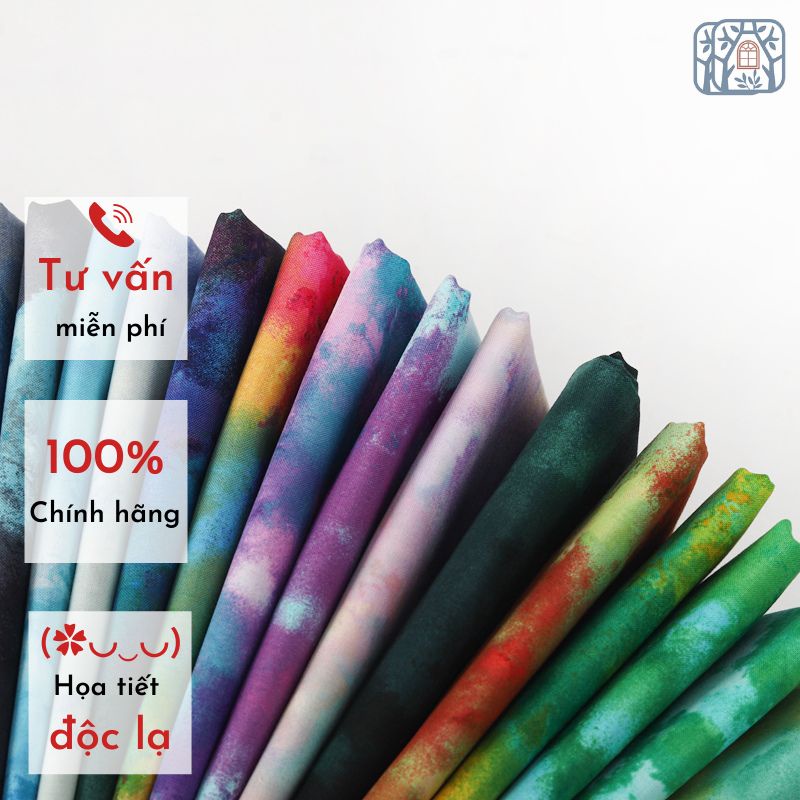 Vải cotton 100% tự nhiên🍒Chuanshui🍒khổ vải 110cm, màu loang lạ - vải đẹp handmade, quilt, may quần áo, túi