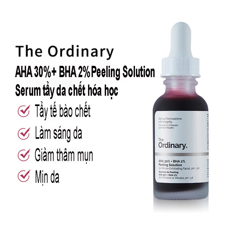 Tẩy da chết hoá học The Ordinary AHA 30%+ BHA 2% Peeling Solution