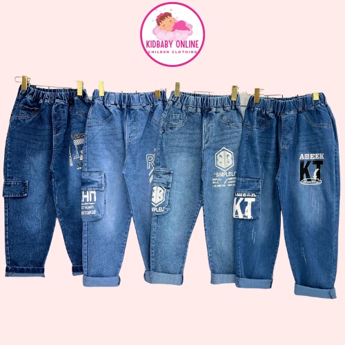 Quần Jeans Ống Rộng Thời Trang Cao Cấp Dành Cho Bé Trai 6-12 tuổi- Quần bò Jeans cho bé trai 25-50kg KidbabyOnline K143