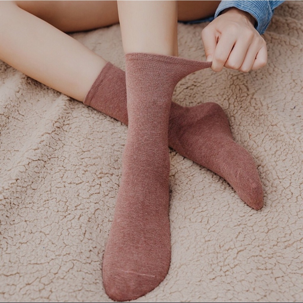 Tất Ulzzang Cao Cổ - Tất nữ cổ cao vớ nữ phong cách vintage hàn quốc màu trơn cotton co giãn - PEACH Home tất vớ