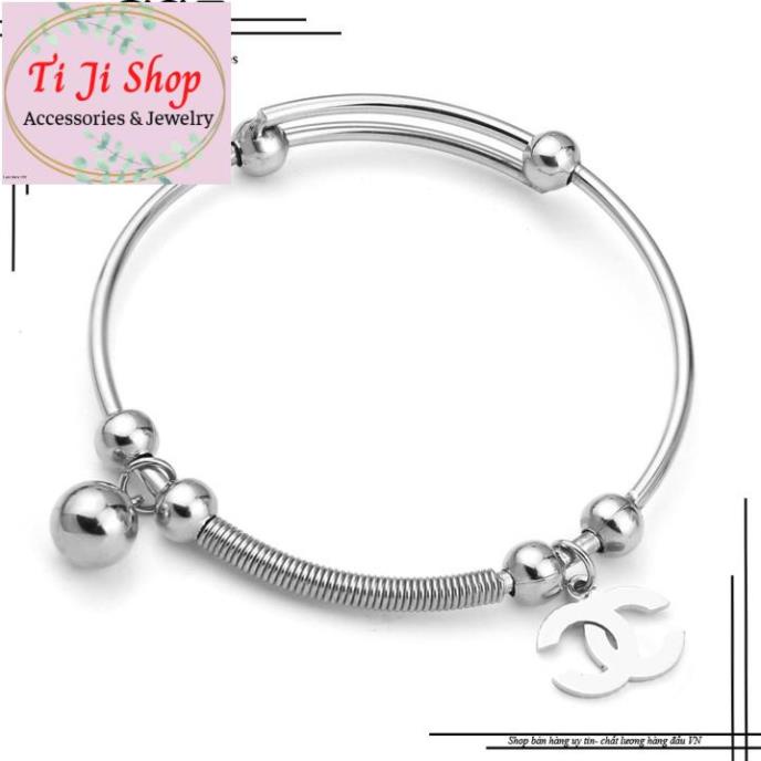 VÒNG TAY NỮ BI INOX CÁCH ĐIỆU GẮN PHỤ KIỆN - đẹp, không đen,