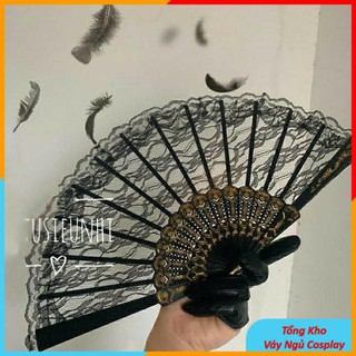 Quạt Ren Cosplay Sexy, Phụ Kiện Chụp Ảnh Cosplay Cổ Trang