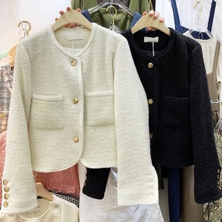 (SẴN) Áo dạ tweed viền 3 cúc