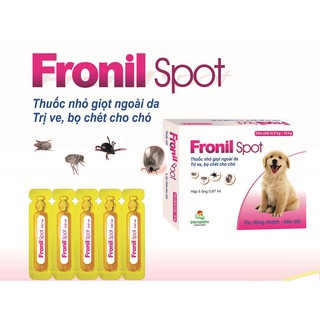Dung dịch nhỏ sống lưng trị ve ghẻ, bọ chét chó mèo - Fronil spot hộp 5 ống