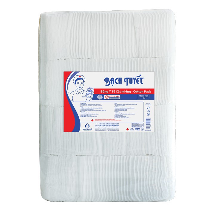 Bông Y Tế Cắt Miếng 1kg 10x10 cm hoặc 7x7 cm-Bông Bạch Tuyết