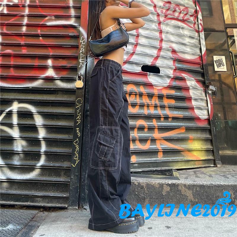 Quần Jogger Dáng Rộng Có Khóa Kéo Phong Cách Retro Hàn Quốc Dễ Thương Cho Nữ Y2k