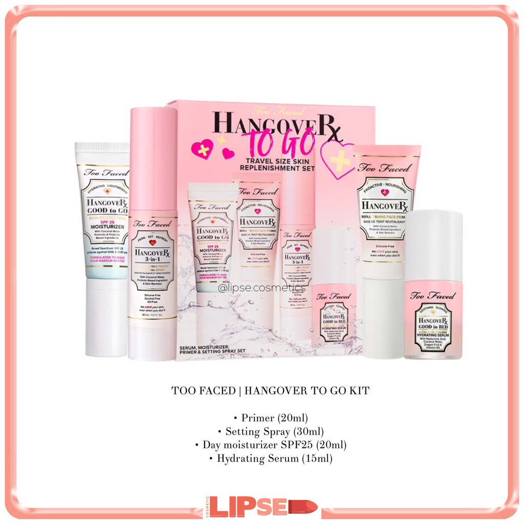 SET 4 MÓN TOO FACED HANGOVER TO GO KIT SĂN SALE [CÓ TÁCH SET]