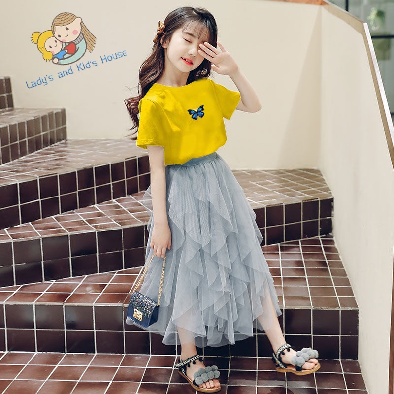 Bộ Áo + Chân Váy Phồng Kiểu Công Chúa Châu Âu Thời Trang Cho Bé Gái 2022 Mới