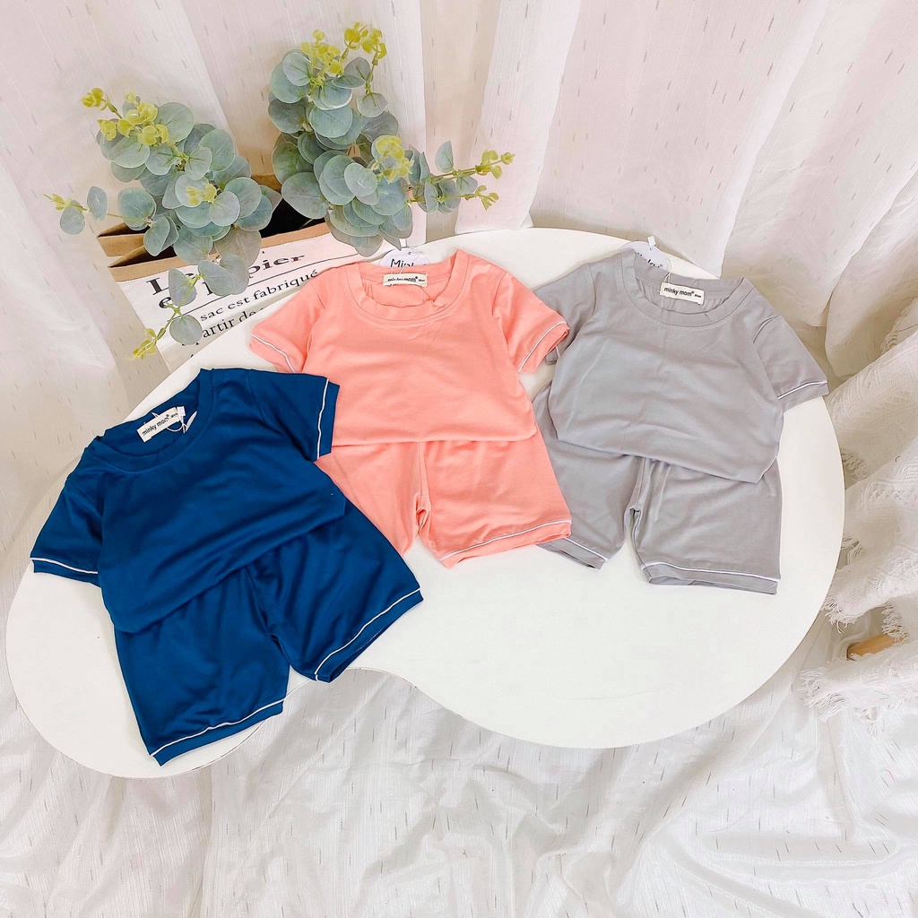 Bộ thun lạnh cộc tay bé trai, bé gái nhiều màu Minky MKM2023 cho bé