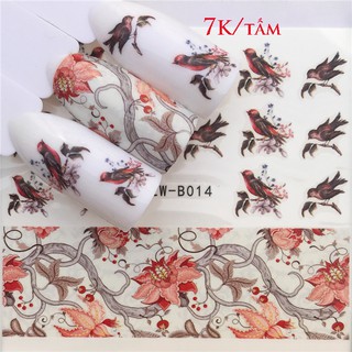 Sticker dán móng nhiều họa tiết hoa,lá khô
