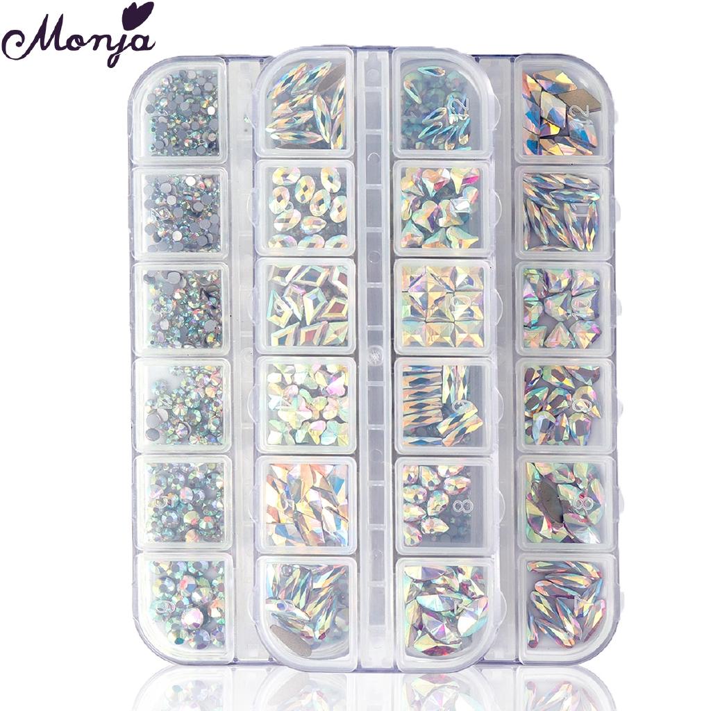 Monja Hộp 12 Ngăn Phụ Kiện Trang Trí Móng Tay 3d