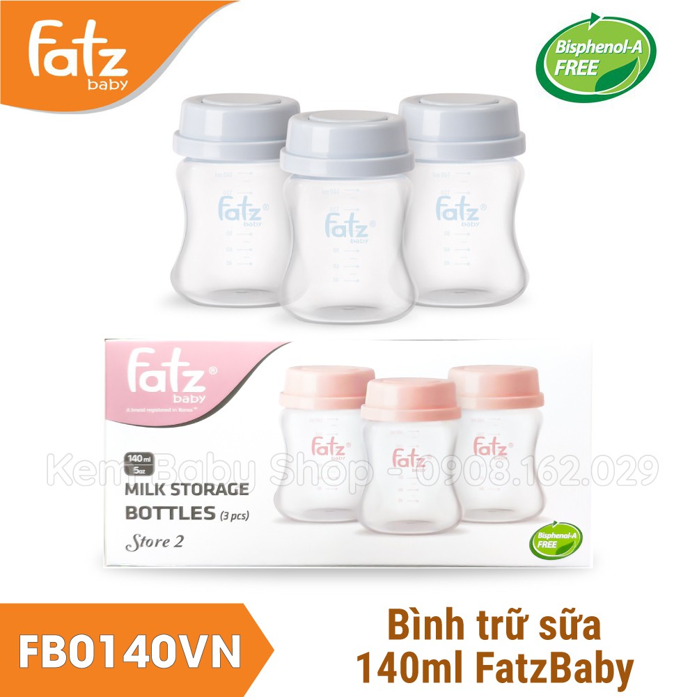 [Chính Hãng] Bộ 3 Bình trữ sữa 140ml Fatz Baby FB0140VN - Bình đựng sữa 140ml FatzBaby