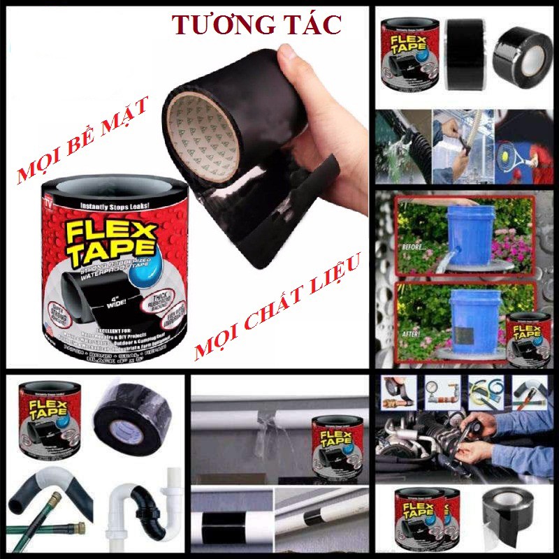 Băng keo chống chịu nước siêu dính Flex Tape - Miếng Dính Bịt Chỗ Gỉ Nước Thông Minh