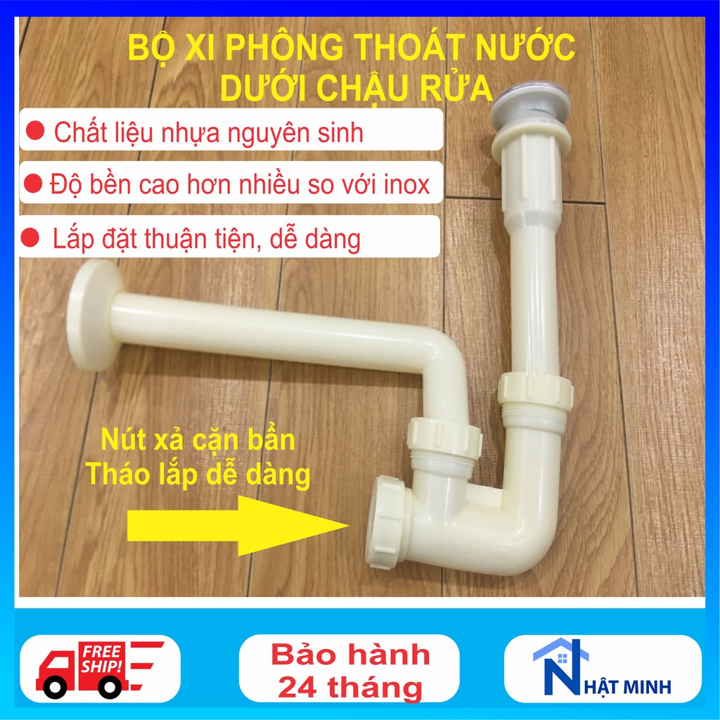 Bộ thoát nước inox ở chậu rửa mặt, bộ xi phông nhựa Rangos cao cấp SP02