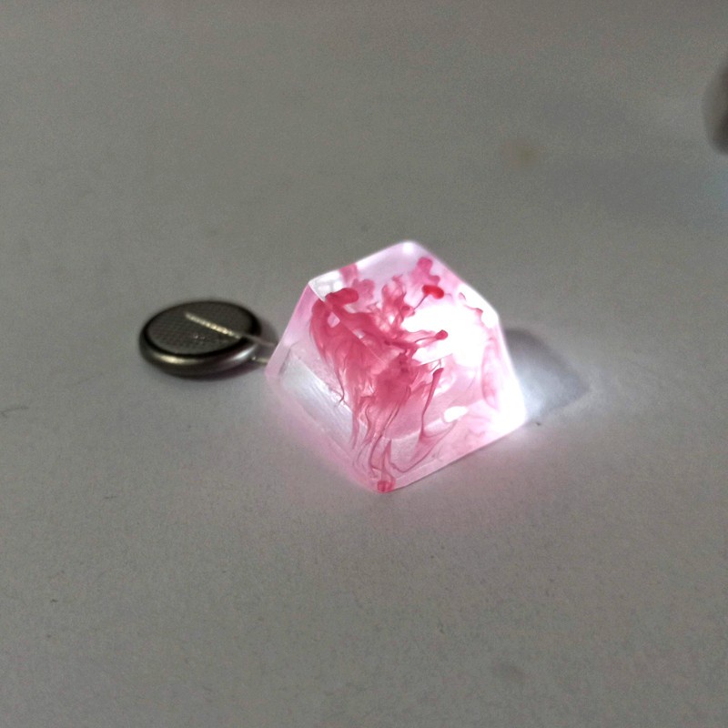 YXA Only Keycap,DIY Backlit Translucent Keycap 1 Key Pink Smog Keycap for Mechanical Keyboard Installation Cherry Profile R4