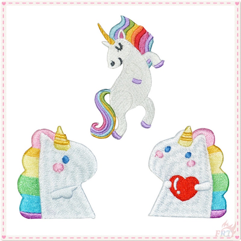 ♥ Miếng Vá Ủi Hình Kỳ Lân Cầu Vồng ♥ 1 Sticker Ủi Thêu Hình Động Vật Vui Nhộn