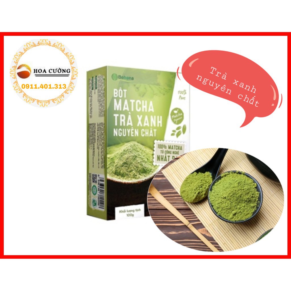 Bột Matcha Behena nguyên chất 100% giúp làn da mịn màng, giảm cân và phòng ngừa bệnh hiệu quả - Hộp 50g (HOA CƯỜNG SHOP)