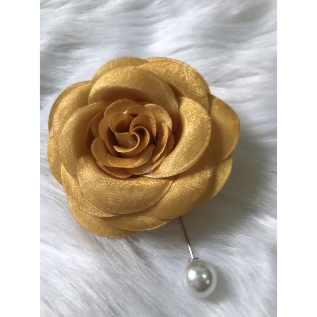 Hoa Cài Áo Váy Chất Liệu Lụa Cao Cấp Tag Hoa Trà Lớn Cài Áo, Kiểu Cài Áo Hoa Có Ghim