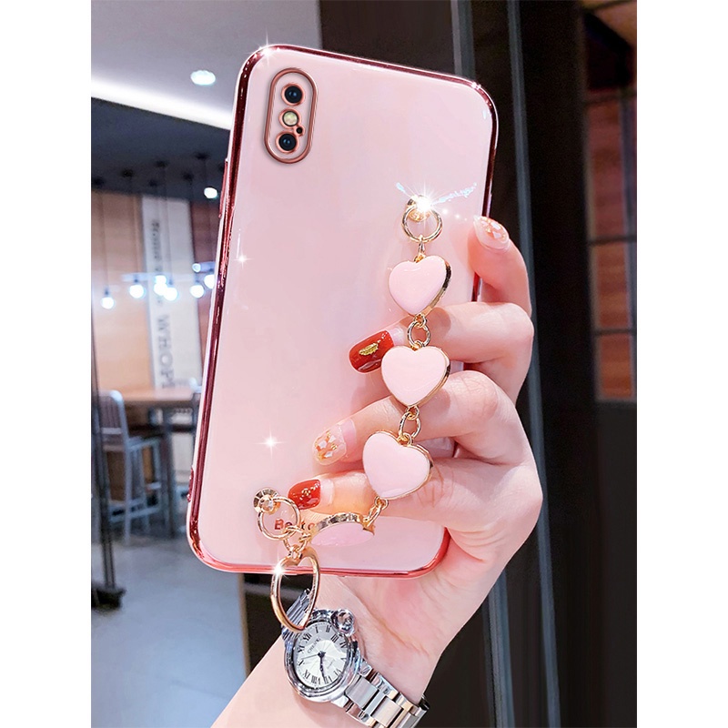 Ốp lưng iphone x iphone xs iphone xr iphone xs max Ốp Điện Thoại silicone Có Vòng Đeo Tay Hình Trái Tim Cho iphone x xs xr xs max