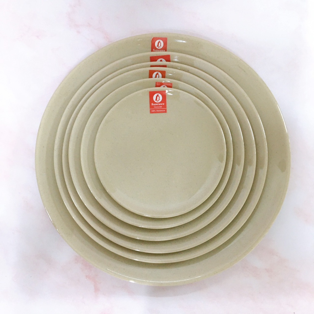 Đĩa Tròn Ảo SUPERWARE Nhựa Phíp 100% Melamine Nâu Đá - Stone