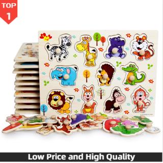 Children Puzzle Wooden Building Blocks Preschool Educational Toy Letter/Animal/Fruit/ Car Jigsaw Boys Girls Birthday Gift